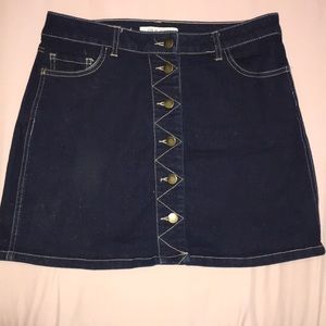 Dark blue denim button up skirt